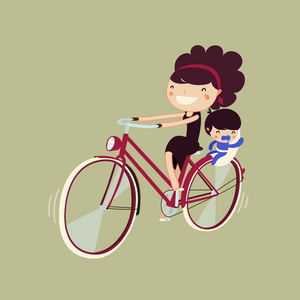 抱着婴儿的女人骑自行车