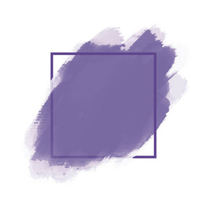 紫色水彩画笔与线框架在白色背景向量例证