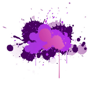 紫色, 紫色, 丁香和蓝色水彩污渍。明亮的颜色元素