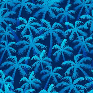 热带的蓝色棕榈树林在无缝模式