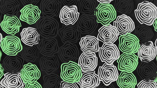 黑色白色和绿色花朵的图案
