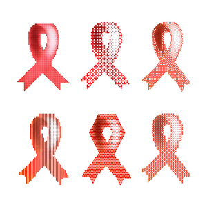 世界艾滋病日丝带红色设置。矢量图