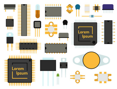 计算机芯片技术处理器电路主板信息系统矢量图