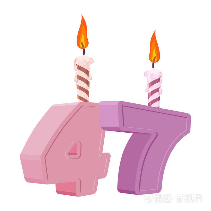 47 岁的生日.数字与喜庆的节日蛋糕蜡烛