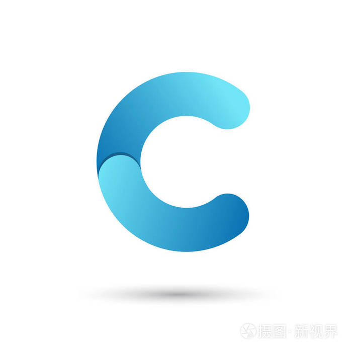 白色背景上的颜色是蓝色的字母 c