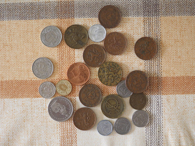 欧洲各国不同货币的硬币图片