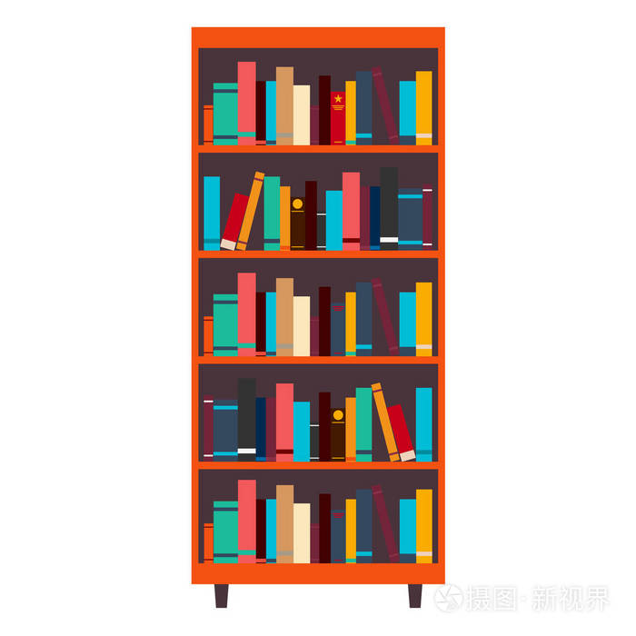 图书馆.书柜.书籍和知识.矢量图