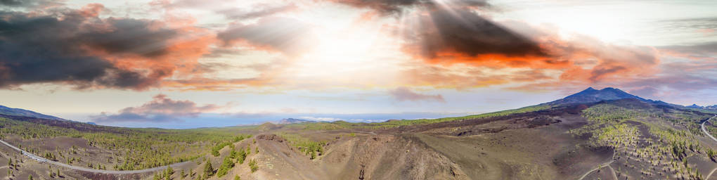 Teide 在特内里费岛, 全景在日落