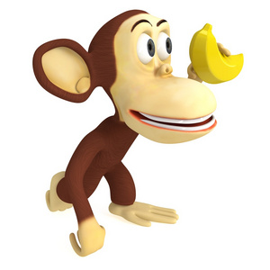 3d 有趣的猴子，用香蕉
