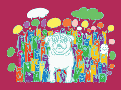 手绘图涂鸦可爱狗组和口语泡沫图片