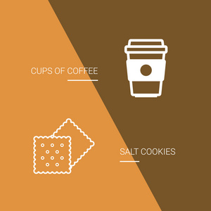 咖啡和饼干图标棕色背景