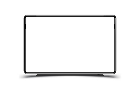 模拟现实的黑色电视显示器的白色背景。平面矢量插画 Eps 10