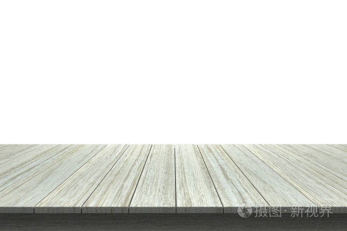 孤立的白色背景上的木桌子顶部