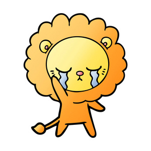卡通狮子哭泣的矢量插图