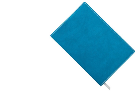 孤立在白色背景上的蓝色封面笔记本