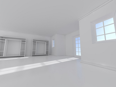 与窗口 3d 呈现白色的空间