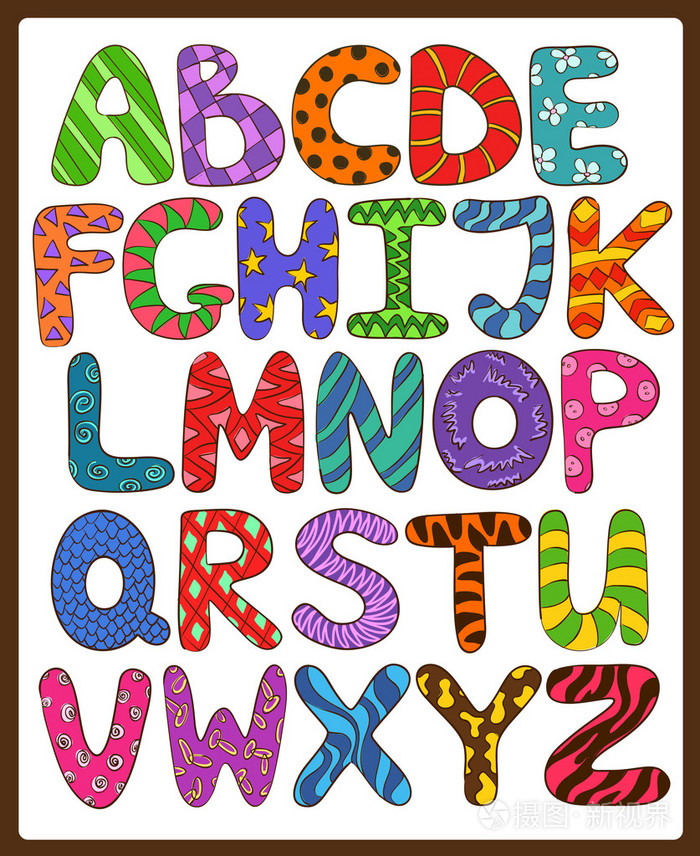 儿童卡通大写的字母的字母表