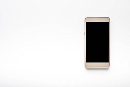 现代智能手机屏幕, 黑色触摸屏手机在白色背景下被隔离