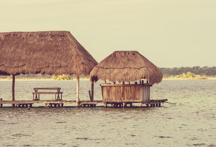 在湖的海滩小屋