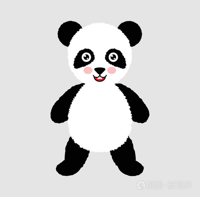 可爱的熊猫微笑.矢量图上白色孤立