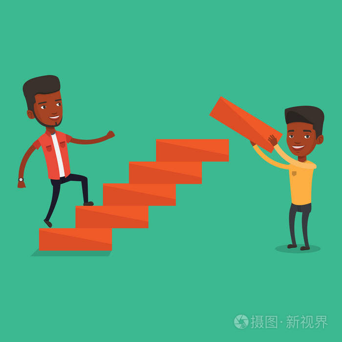 商人跑上楼矢量图
