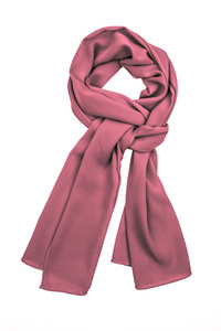真丝围巾。紫色丝绸围巾上孤立的白色背景