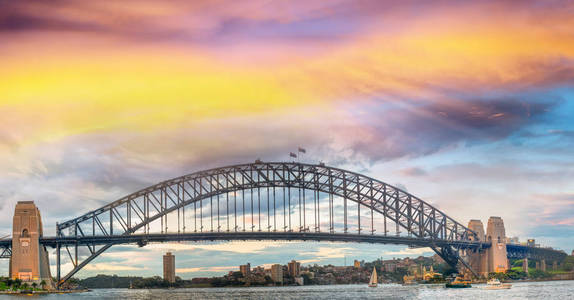 悉尼港湾大桥落日