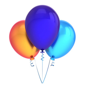 派对气球3三橙色蓝色生日派对气球