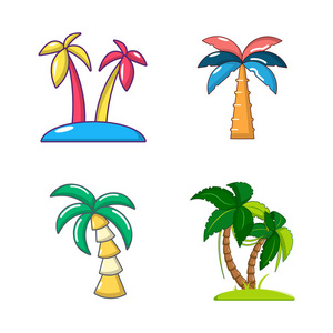 棕榈树图标集, 卡通风格