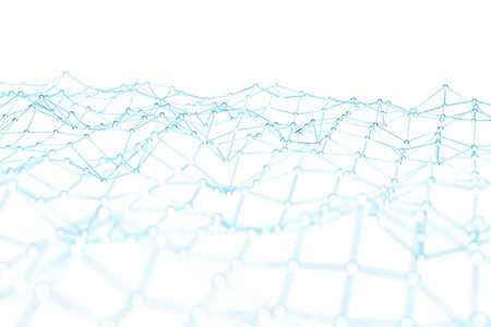 浮白色和蓝色的网点网络 3d 渲染