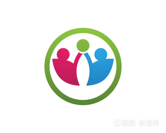 通过与社区护理 logo 模板矢量图标