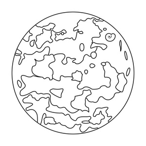 金星在白色背景上孤立的大纲样式图标。行星象征股票矢量图