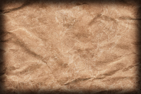 皱巴巴的棕色牛皮纸回收遮住斑驳的小插图 Grunge 纹理