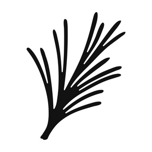 迷迭香在孤立的白色背景上的黑色风格的图标。草本香料象征股票矢量图