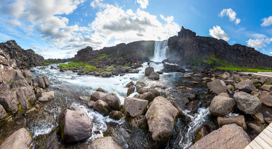 Oxararfoss 瀑布在辛格韦德利国家公园