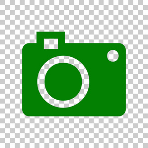 数码相机的标志。在透明背景上的暗绿色图标