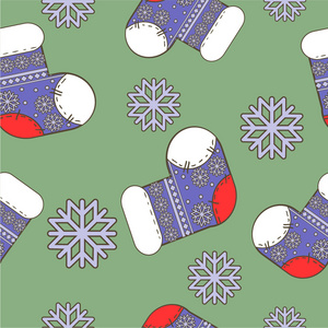 无缝冬季圣诞图案的袜子