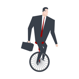 商人在 Monocycle。老板在平衡单自行车。办公室李