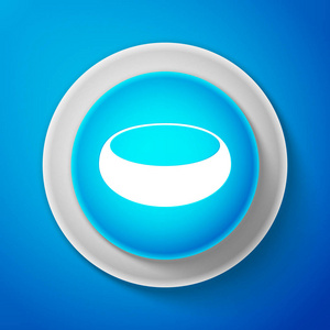 白色碗图标被隔离在蓝色背景上。圆圈蓝色按钮与白色线。矢量插图