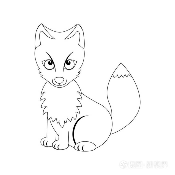 无色滑稽卡通北极狐狸