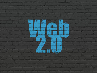 Web 设计概念 Web 2.0 在背景墙上