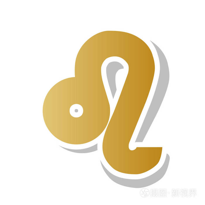 狮子座标志插图.向量.带白色 c 的金色渐变图标