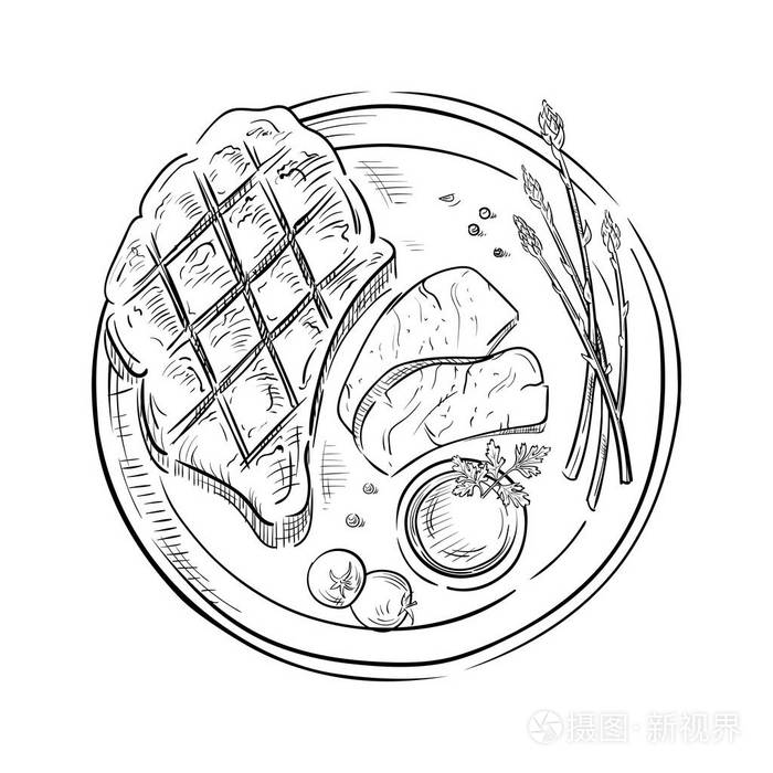 白色背景的美味煎肉牛排插画-正版商用图片0fvrs1-摄图新视界