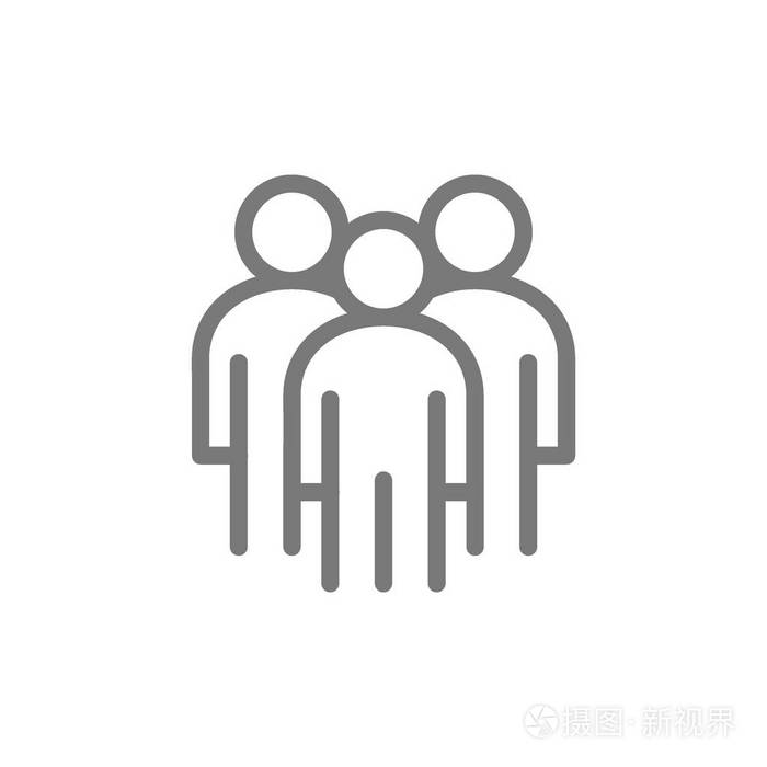 简单的团队合作, 三人组, 人力资源线图标.符号和标志