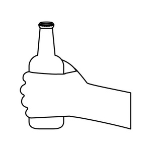 图瓶啤酒在手图标设计