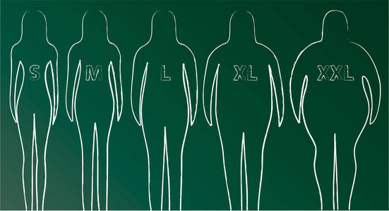 脂肪和苗条的女人图