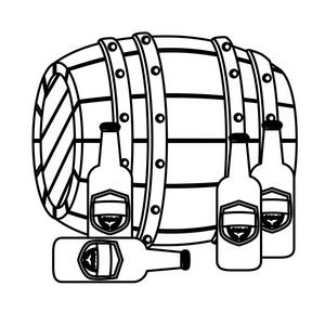 轮廓的木制桶瓶啤酒
