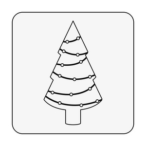 单色轮廓广场的圣诞树