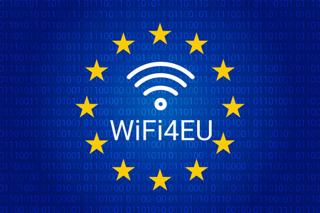 欧洲联盟的 wifi4eu 无线网络热点。矢量插图