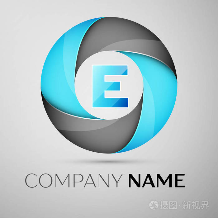 字母e 矢量标志符号在多彩的圈子.您设计的矢量模板